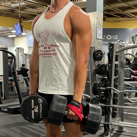 GYMSHARK TANK TOP SHIRT PIZZA COMPANY CHEAT DAY 2012 THE ORIGINAL BIG SLICE JOCK - Picture 7 of 16